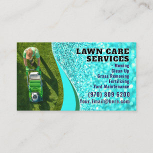 Lawn Care Business Card Landscaping Mowing Grass