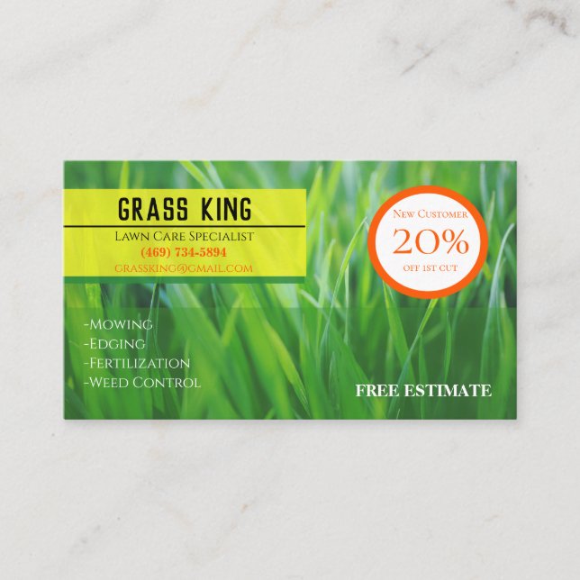 Lawn Care Business Cards (Front)