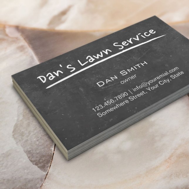 Lawn Care Chalkboard Script Business Card (Creator Uploaded)