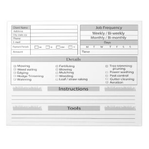 Lawn Care Client Log Notepad