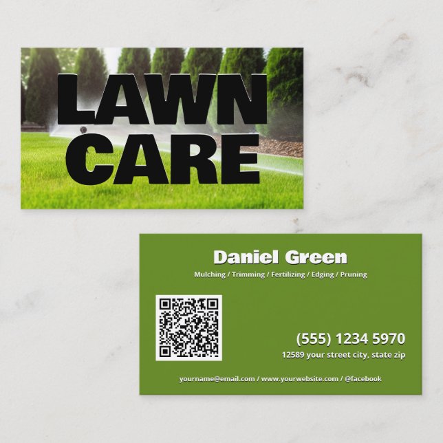 Lawn Care Custom QR Business Card (Front/Back)