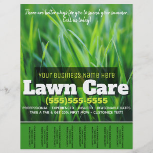 Lawn Care. Customisable Advertising Tearsheet Flyer