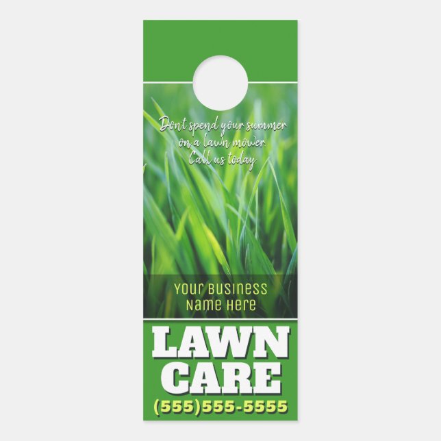 Lawn Care. Customisable Promotional Door Hanger (Front)