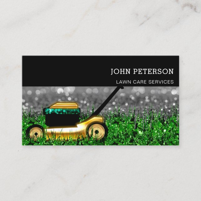 Lawn Care Gardening Grass Cutting Services Logo Business Card (Front)
