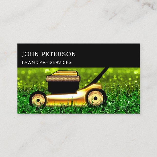 Lawn Care Gardening Grass Cutting Services Mint Business Card (Front)