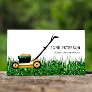 Lawn Care Gardening Service Grass Cutting Logo Business Card