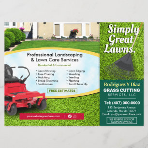 Lawn Care Grass Cutting Landscape 8.75"x6.5" EDDM Menu