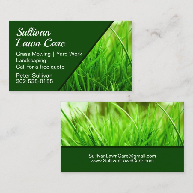 Lawn Care Grass Mowing Business Card (Front/Back)
