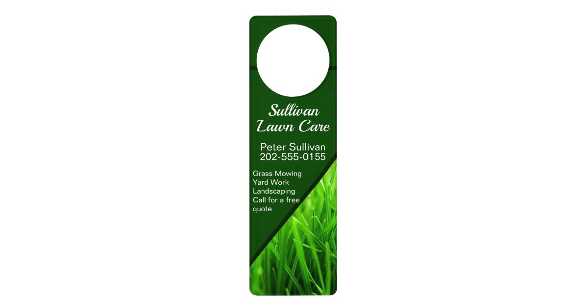 Lawn Care Grass Mowing Business Door Hanger Zazzle