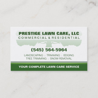 Lawn Care Green & White Custom Template Business Card