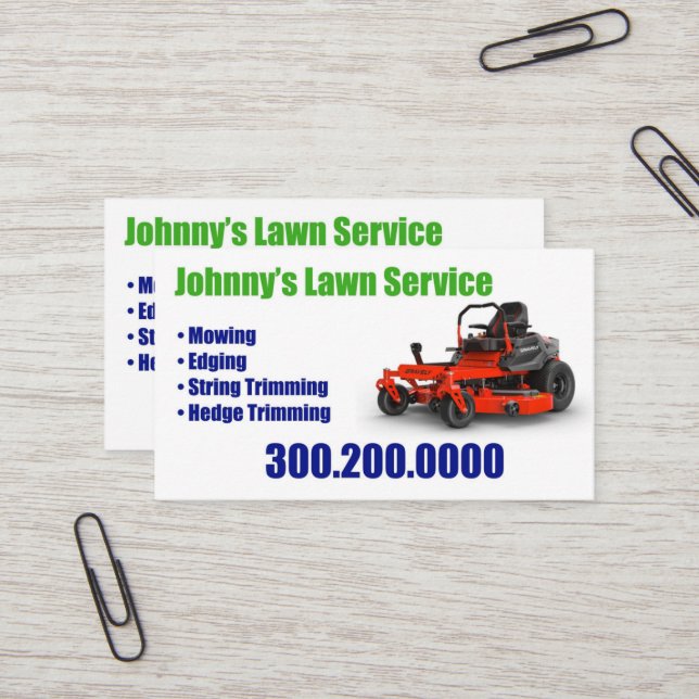 lawn care landscape grass mowing business cards (Front/Back In Situ)