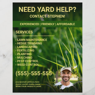 Lawn Care Landscaper Custom Photo Template Flyer