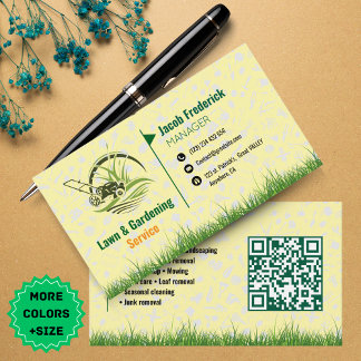 Lawn Care & Landscaping Business Card – Green & Wh