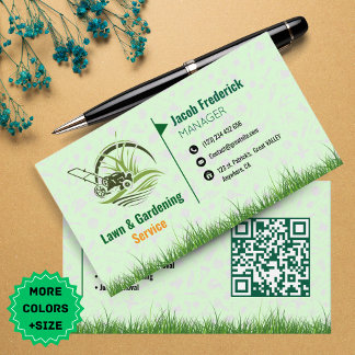 Lawn Care & Landscaping Business Card – Green & Wh