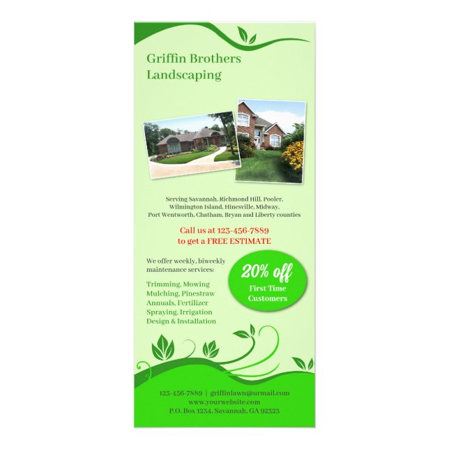 Lawn Care Landscaping Flyer Rack Card (Front)