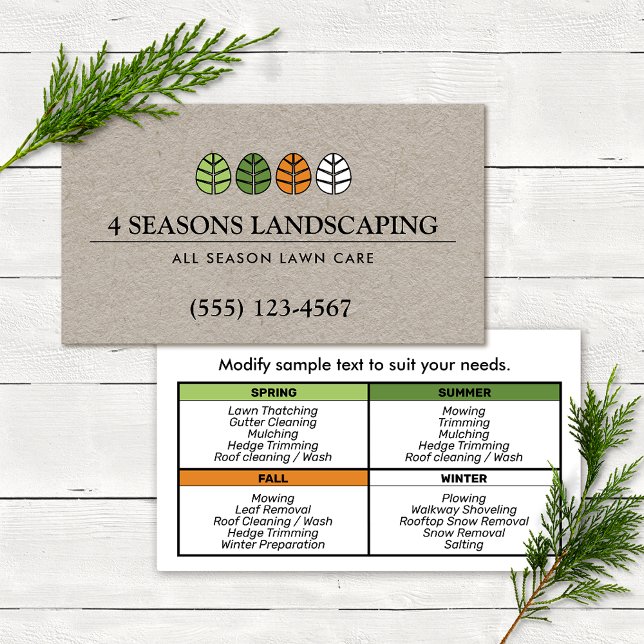 Lawn Care Landscaping Four Seasons Kraft Business Card (Creator Uploaded)