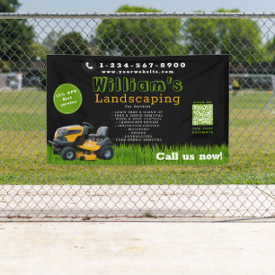 Lawn Care Landscaping Gardening Services Black Banner