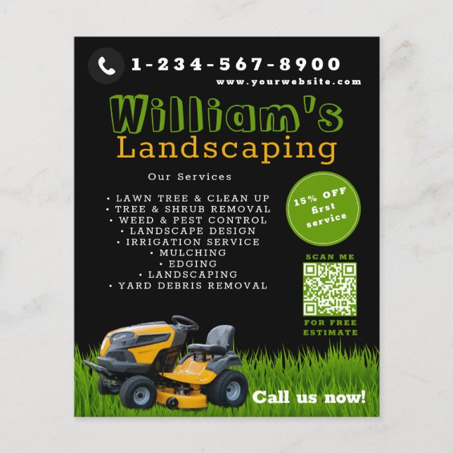  Lawn Care Landscaping Gardening Services Black Flyer (Front)