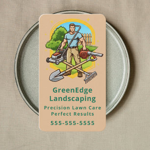 Lawn Care Landscaping Groundskeeping Modern Rustic Business Card