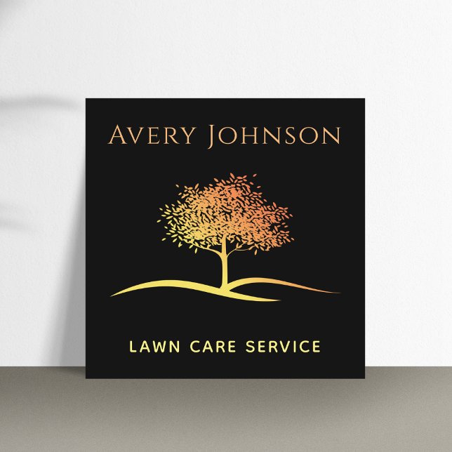 Lawn Care Landscaping Lonely Orange Tree Elegant  Square Business Card (Creator Uploaded)