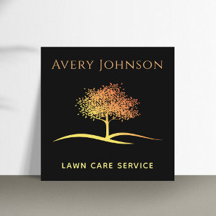 Lawn Care Landscaping Lonely Orange Tree Elegant  Square Business Card