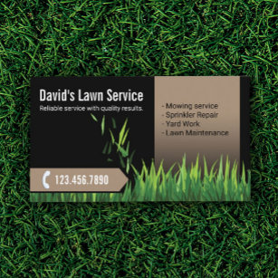 Lawn Care Landscaping Mowing Black & Beige Business Card