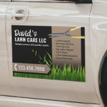 Lawn Care Landscaping Mowing Black & Beige Car Magnet<br><div class="desc">Professional Mowing Gardening Lawn Care Service Car Magnet.</div>