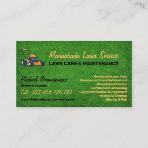 Lawn Care Landscaping Mowing Grass Business Card