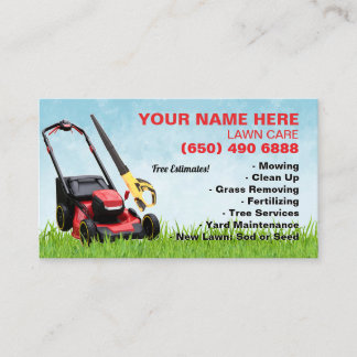 Lawn Care Landscaping Mowing Grass Tree Service Business Card