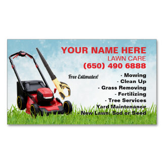 Lawn Care Landscaping Mowing Grass Tree Service Magnetic Business Card