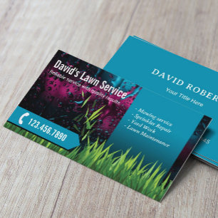 Lawn Care Landscaping Mowing Modern Teal Business Card