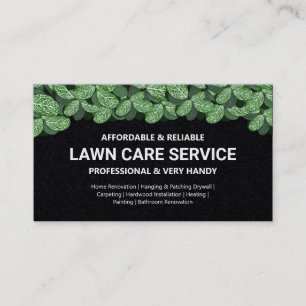 Lawn Care & Landscaping Professional Foliage Black Business Card