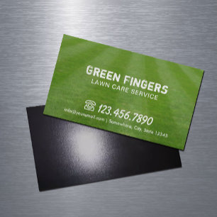 Lawn Care & Landscaping Professional Green Field Magnetic Business Card