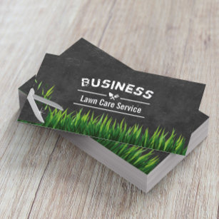 Lawn Care & Landscaping Service Chalkboard Business Card