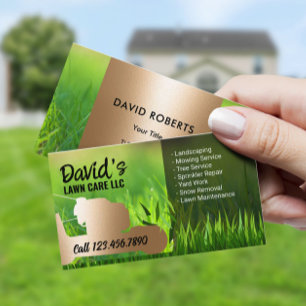 Lawn Care & Landscaping Service Gold Mower Business Card