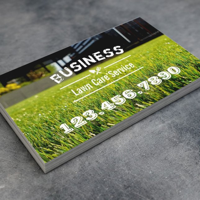 Lawn Care & Landscaping Service Grass Field Business Card (Creator Uploaded)