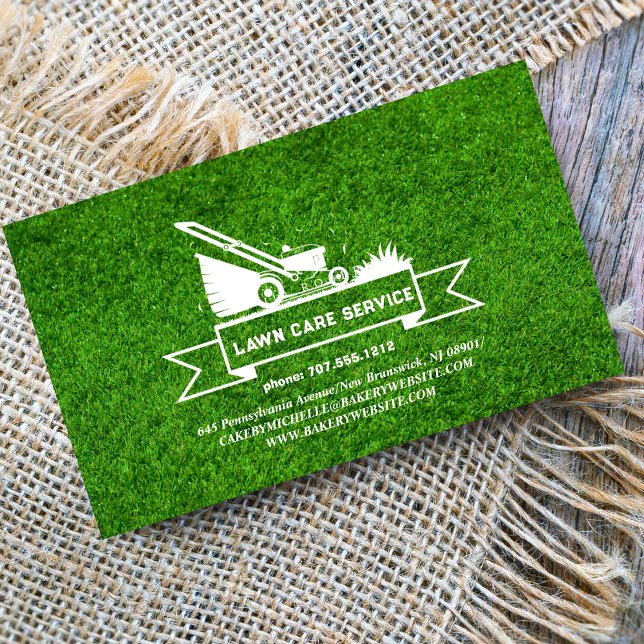 Lawn Care  Landscaping Service Grass Field green Business Card (Creator Uploaded)