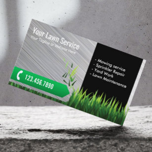 Lawn Care & Landscaping Service Metal Business Card