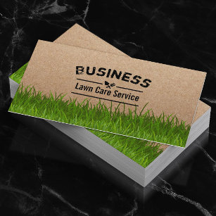 Lawn Care & Landscaping Service Rustic Kraft Business Card