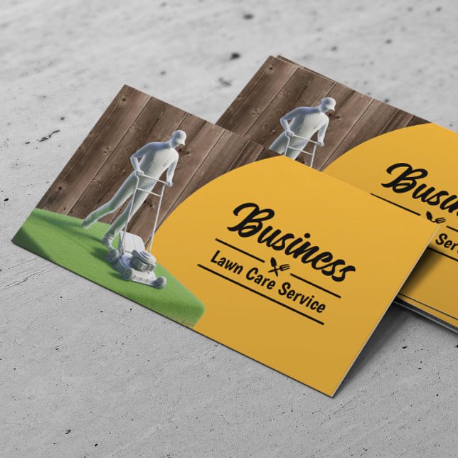 Lawn Care & Landscaping Service Rustic Wood Business Card (Creator Uploaded)