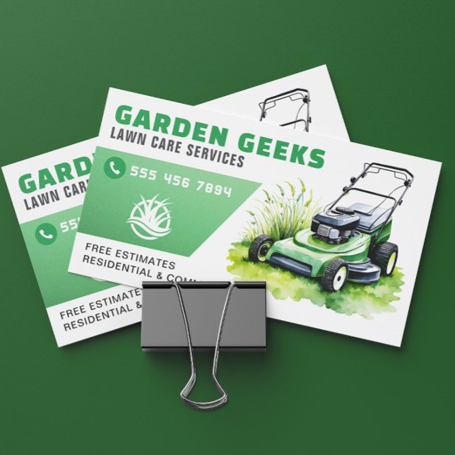 Lawn Care Landscaping Service Watercolor  Business Card (Creator Uploaded)