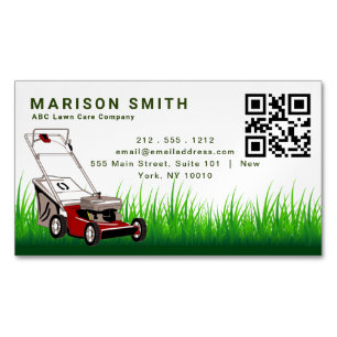 Lawn Care Landscaping Services Green Grass Style  Magnetic Business Card