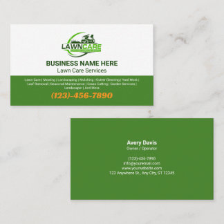 Lawn Care & Landscaping Services Logo Grass Business Card