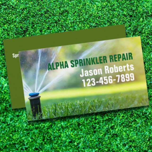 Lawn Care Landscaping Sprinkler Repair Irrigation Business Card (Lawn Care Landscaping Sprinkler Repair Irrigation Business Card)