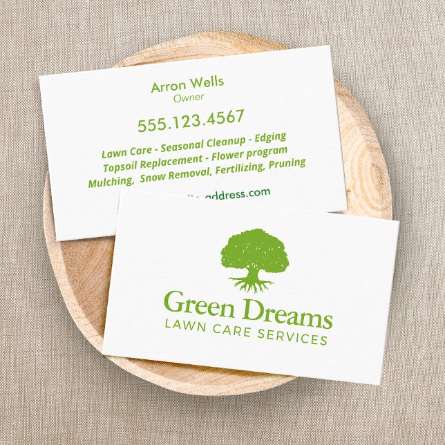Lawn Care Landscaping Tree with Roots Business Card (Creator Uploaded)