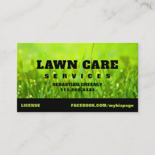 *~* Lawn Care Landscapping Green Grass Modern  Business Card
