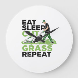 Lawn-Care Lawn-Mower Gardener Large Clock