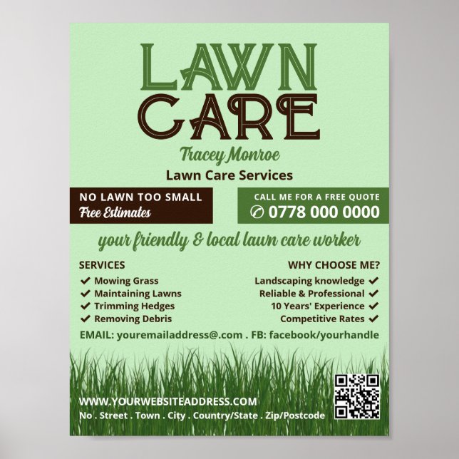 Lawn Care Logo, Lawn Care Services Poster (Front)