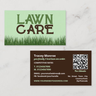 Lawn Care Logo, Lawn Mowing Services Business Card