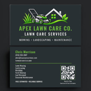 Lawn Care Maintenance QR Code Professional Business Card